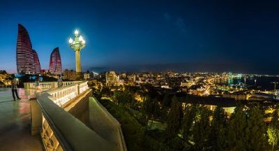 Baku city view at night from Highland park (Upland park)