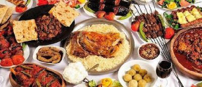 A restaurant table with delicious azeri dishes