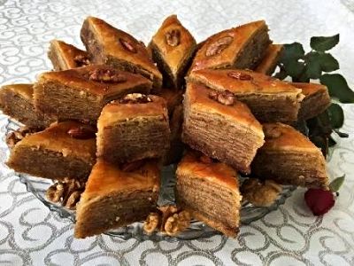 Azerbaijani baklava with walnuts -traditional sweet of Azerbaijanians